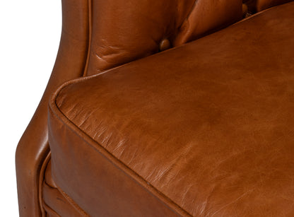 COOLIDGE LEATHER SWIVEL CHAIR, HAVANA BROWN
