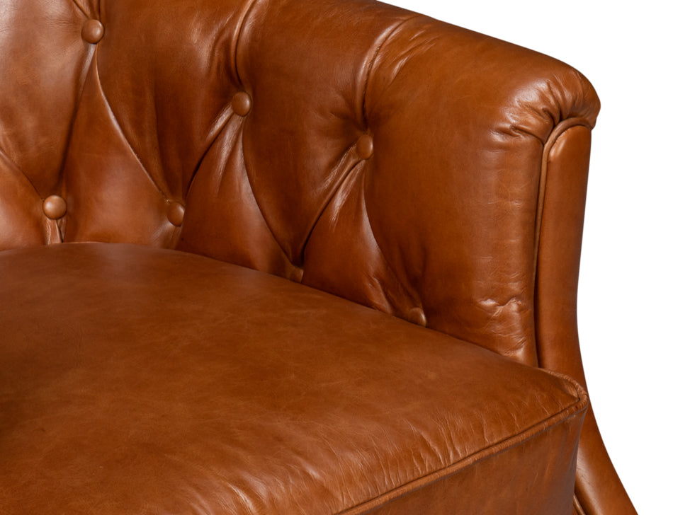 COOLIDGE LEATHER SWIVEL CHAIR, HAVANA BROWN