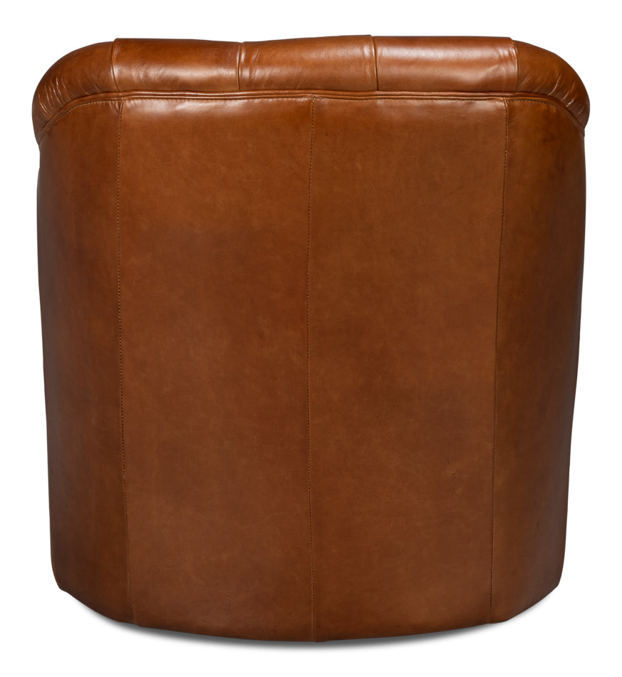 COOLIDGE LEATHER SWIVEL CHAIR, HAVANA BROWN