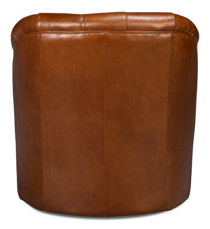 COOLIDGE LEATHER SWIVEL CHAIR, HAVANA BROWN