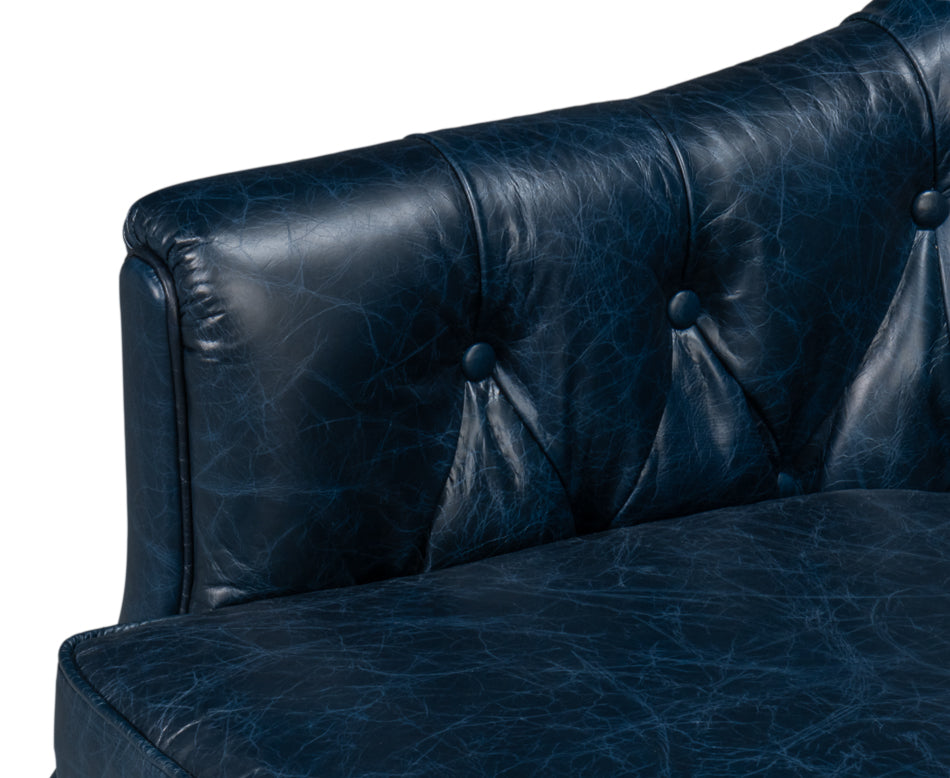 COOLIDGE LEATHER SWIVEL CHAIR, BLUE