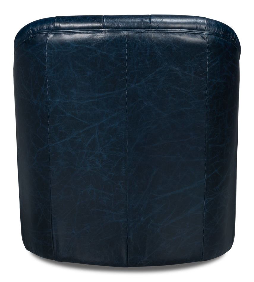 COOLIDGE LEATHER SWIVEL CHAIR, BLUE