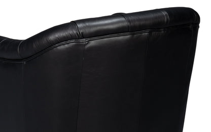 COOLIDGE LEATHER SWIVEL CHAIR, BLACK