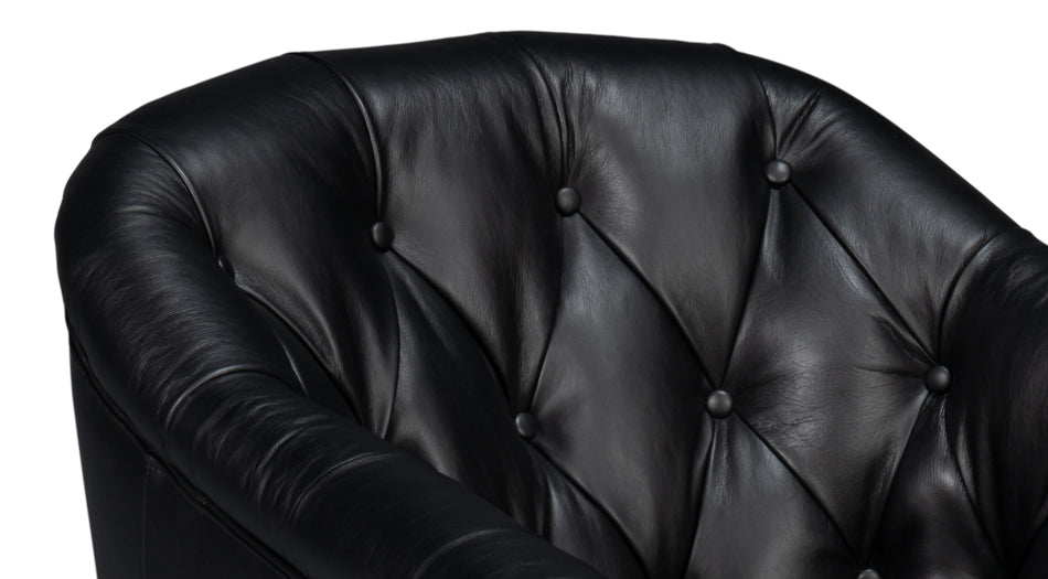 COOLIDGE LEATHER SWIVEL CHAIR, BLACK