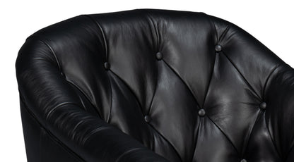 COOLIDGE LEATHER SWIVEL CHAIR, BLACK