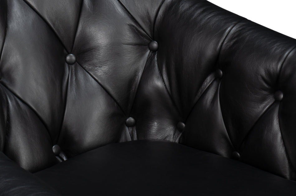 COOLIDGE LEATHER SWIVEL CHAIR, BLACK