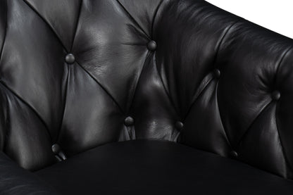 COOLIDGE LEATHER SWIVEL CHAIR, BLACK