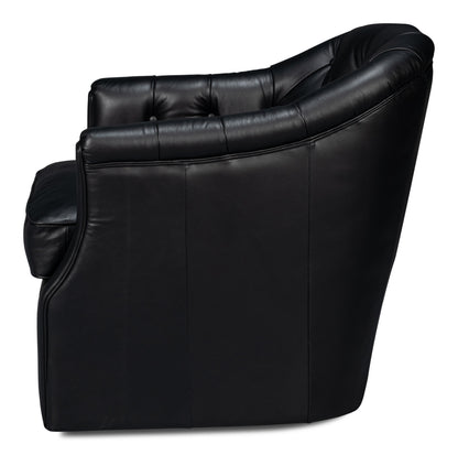COOLIDGE LEATHER SWIVEL CHAIR, BLACK