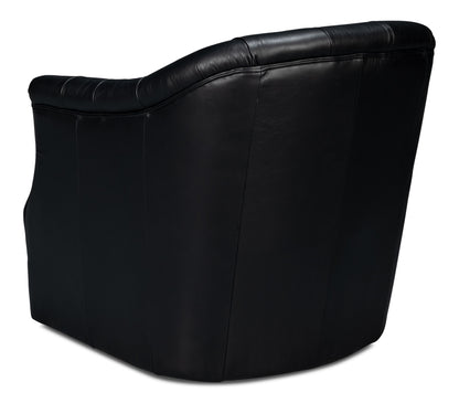 COOLIDGE LEATHER SWIVEL CHAIR, BLACK