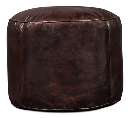 Soccerball Stool, Dark Brown Leather