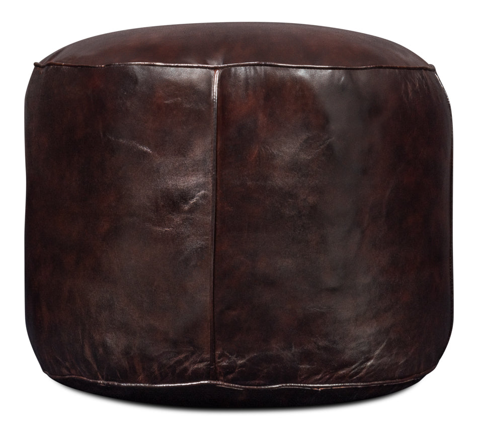 Soccerball Stool, Dark Brown Leather