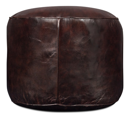 Soccerball Stool, Dark Brown Leather