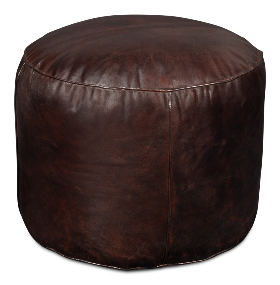 Soccerball Stool, Dark Brown Leather