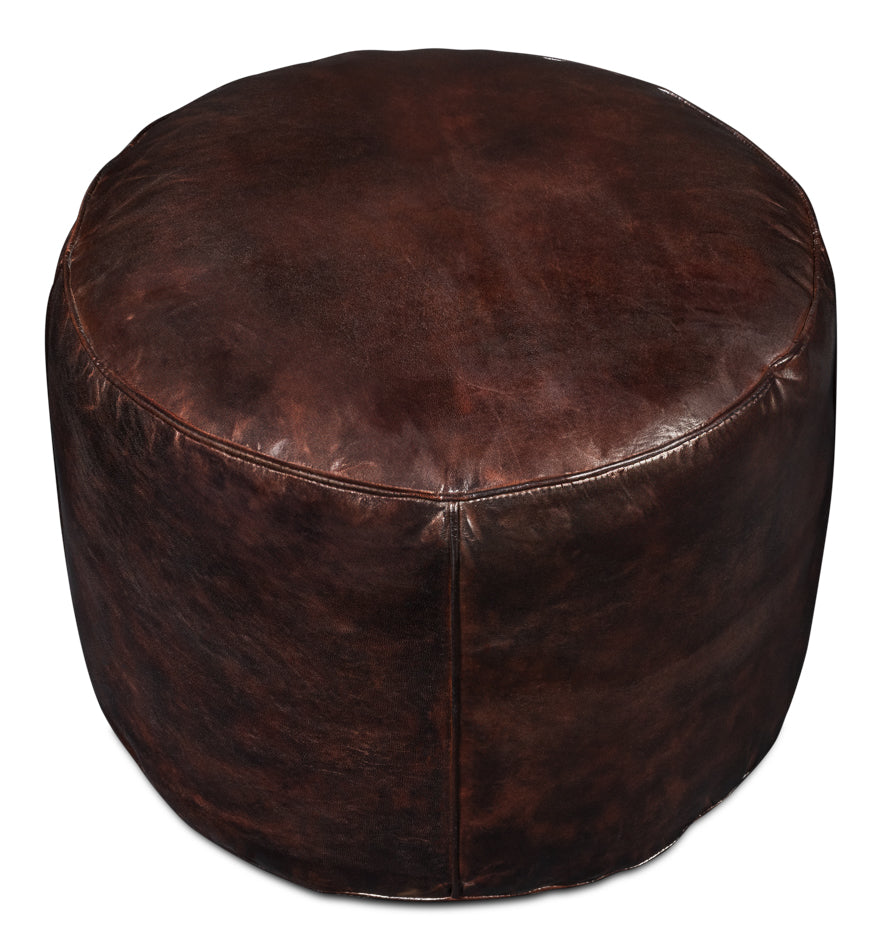 Soccerball Stool, Dark Brown Leather