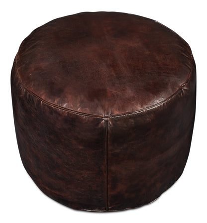 Soccerball Stool, Dark Brown Leather