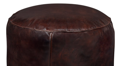 Soccerball Stool, Dark Brown Leather
