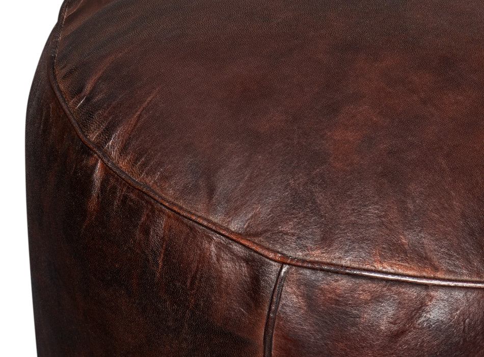 Soccerball Stool, Dark Brown Leather