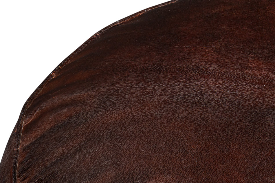 Soccerball Stool, Dark Brown Leather