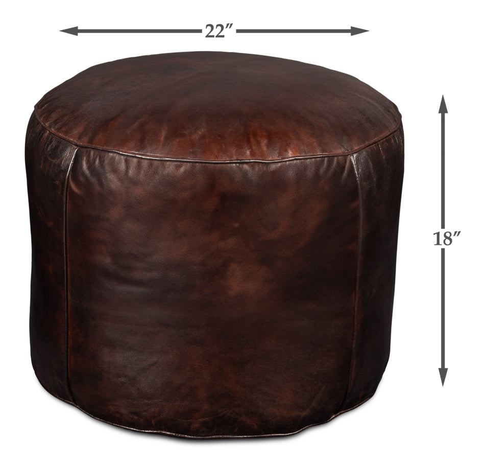 Soccerball Stool, Dark Brown Leather