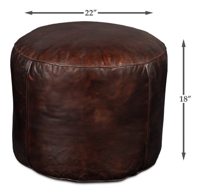 Soccerball Stool, Dark Brown Leather