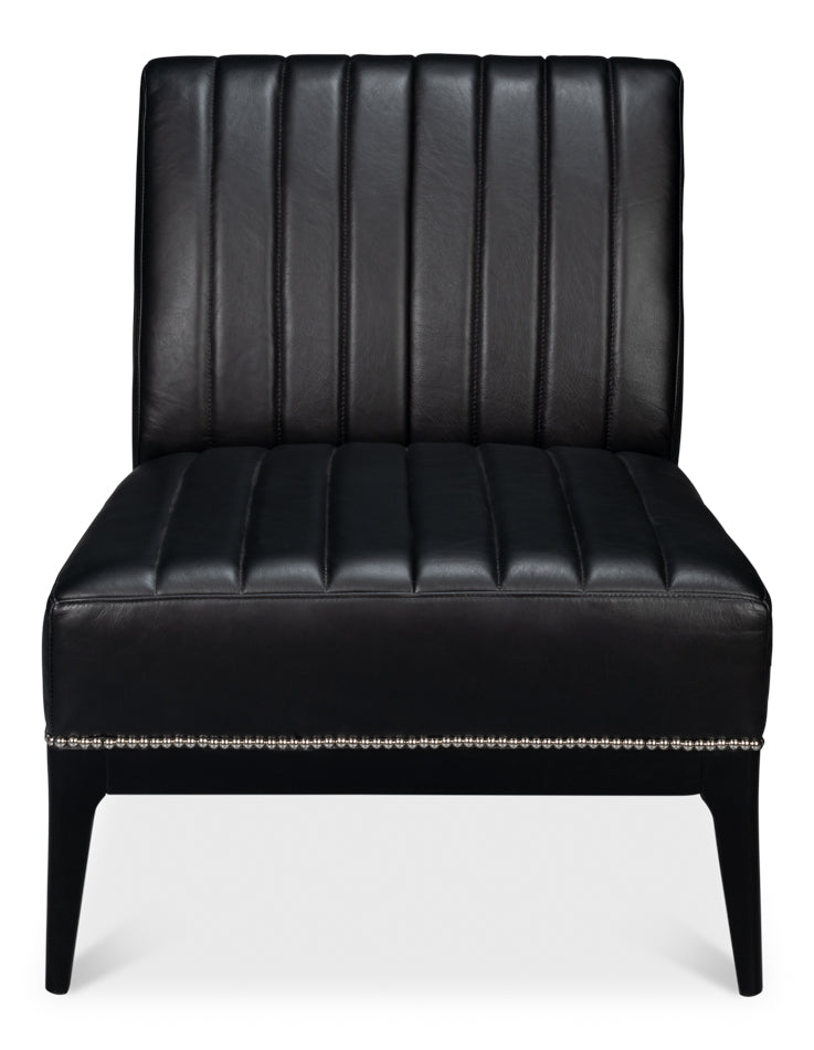 Agave Slipper Chair Distilled Leather Blk