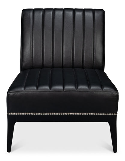 Agave Slipper Chair Distilled Leather Blk