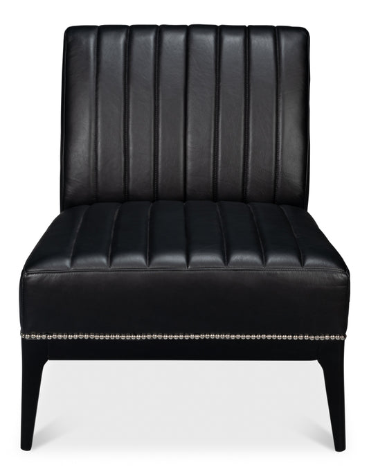 AGAVE SLIPPER CHAIR, DISTILLED LEATHER, BLK