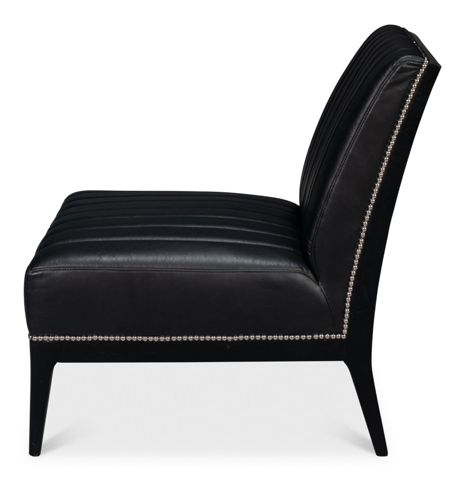 Agave Slipper Chair Distilled Leather Blk