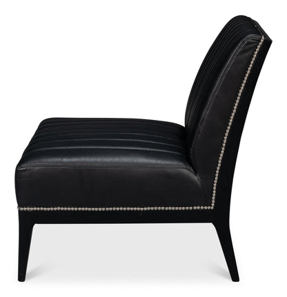 Agave Slipper Chair Distilled Leather Blk