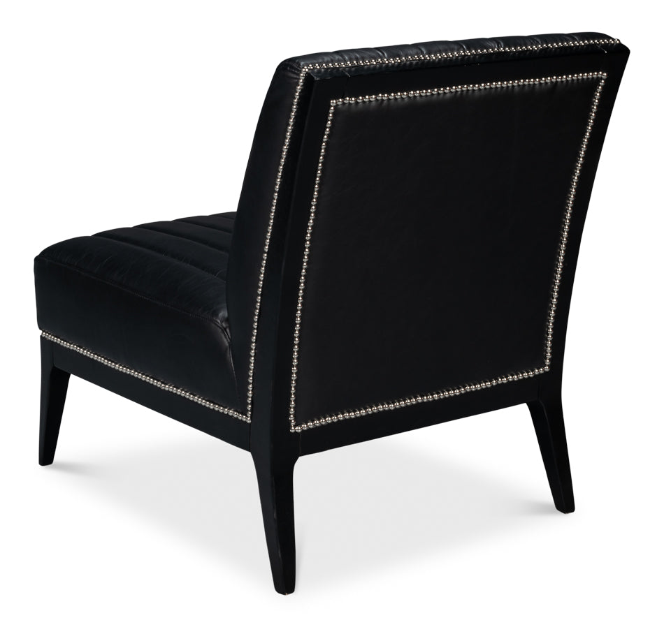 Agave Slipper Chair Distilled Leather Blk