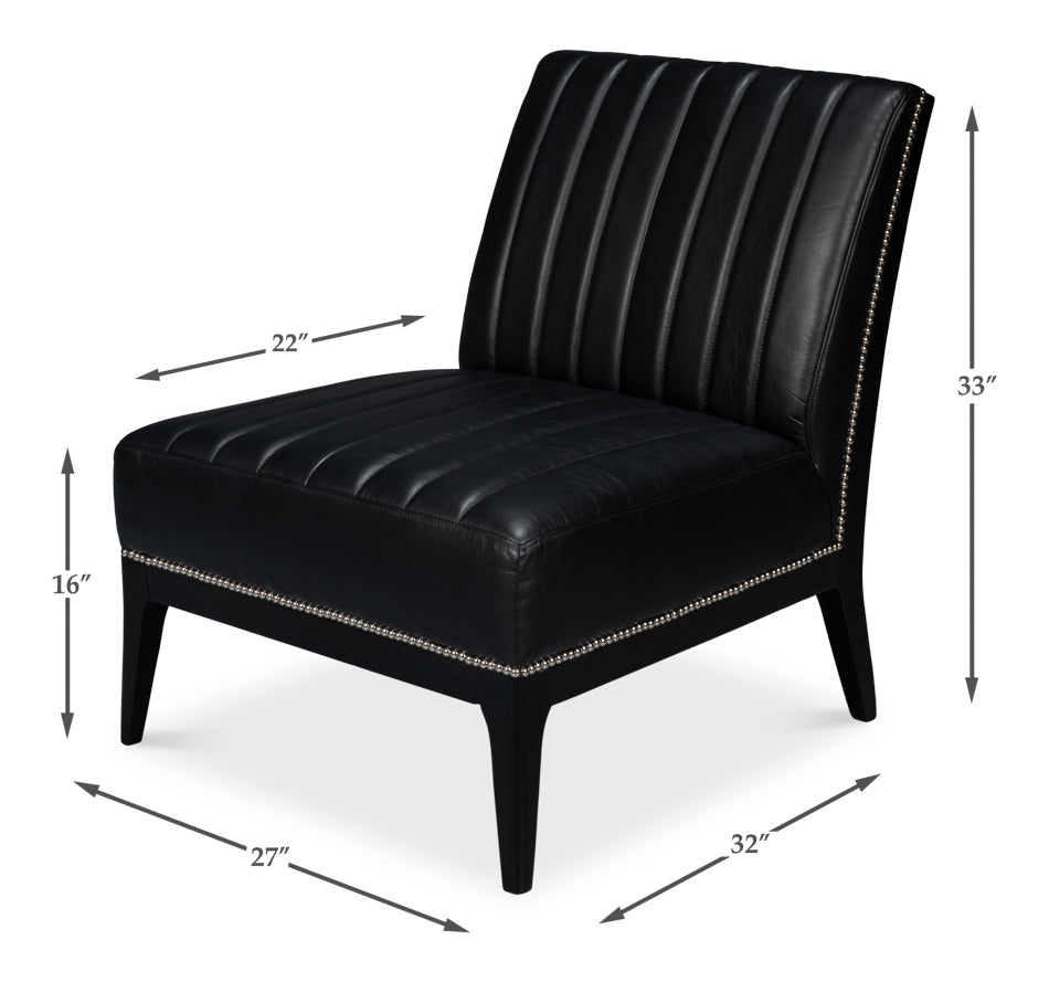 Agave Slipper Chair Distilled Leather Blk