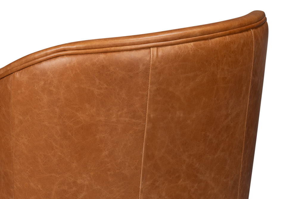 Braxton Leather Swivel Chair Brown