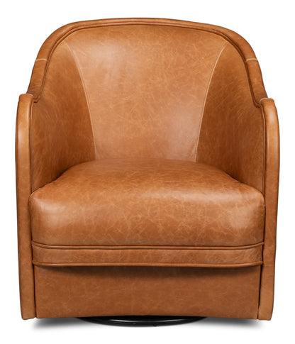 Braxton Leather Swivel Chair Brown