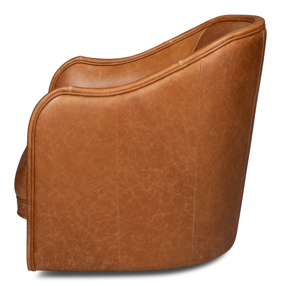 Braxton Leather Swivel Chair Brown