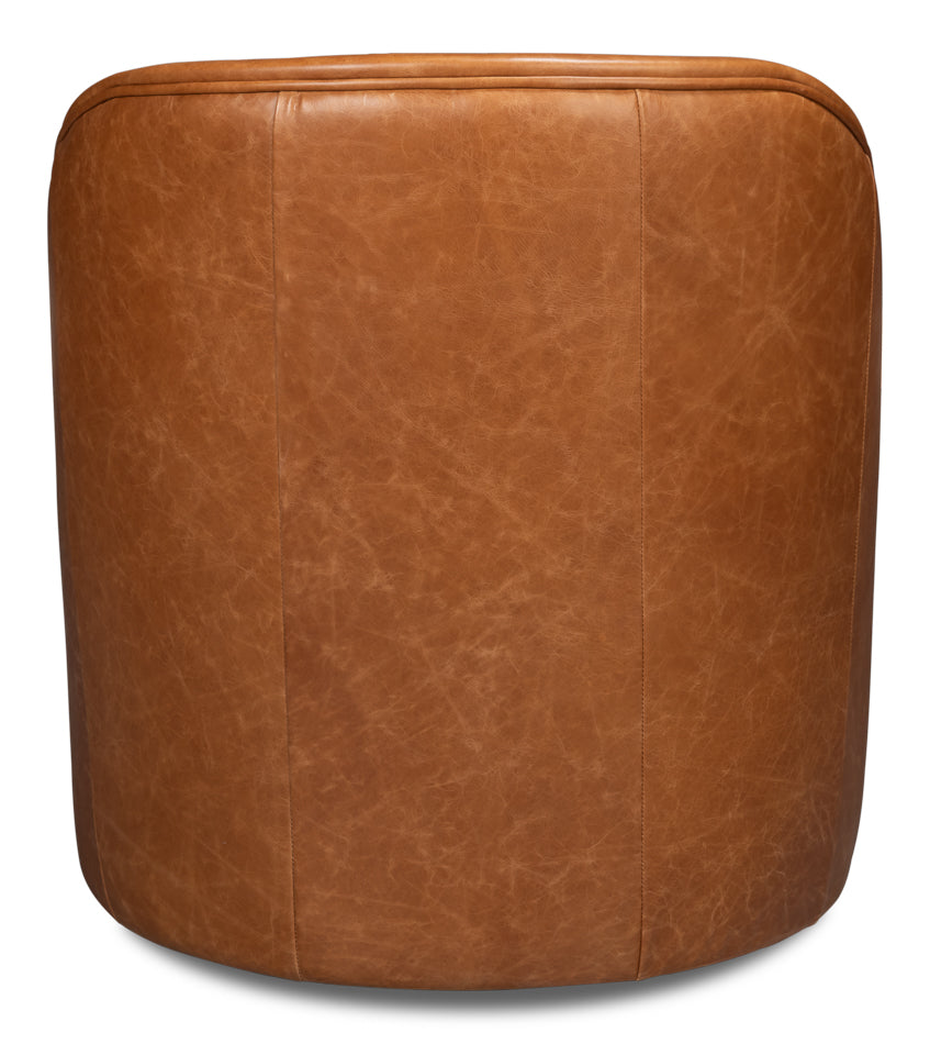 Braxton Leather Swivel Chair Brown