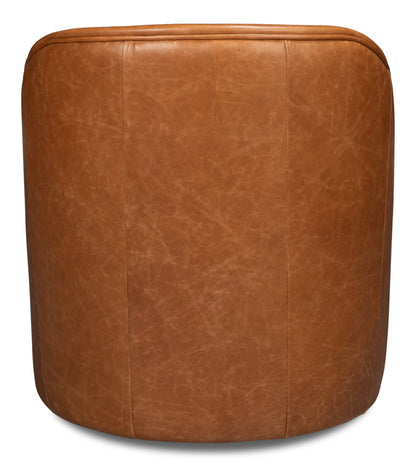 Braxton Leather Swivel Chair Brown