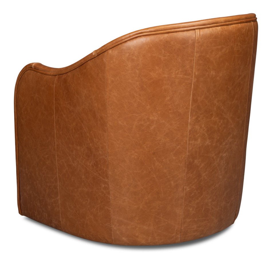 Braxton Leather Swivel Chair Brown