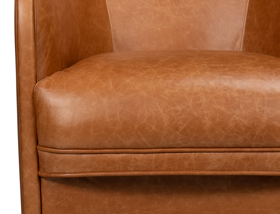 Braxton Leather Swivel Chair Brown
