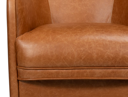 Braxton Leather Swivel Chair Brown