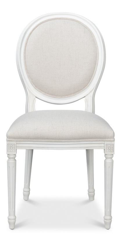 Hugo Oval Side Chair Cortina White White