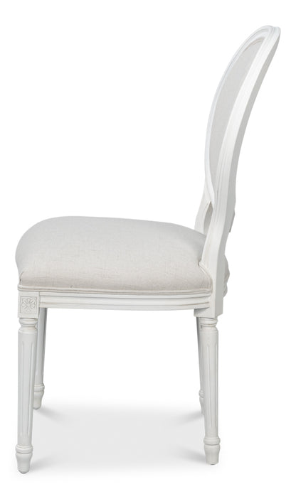 Hugo Oval Side Chair Cortina White White