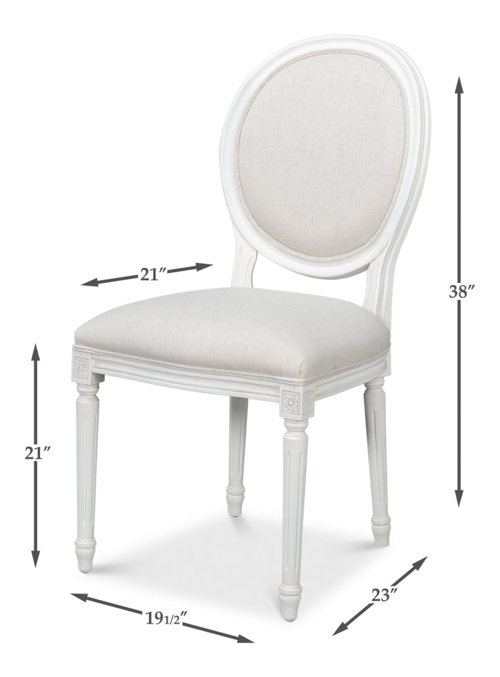 Hugo Oval Side Chair Cortina White White