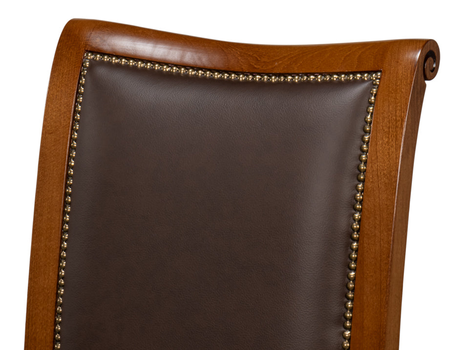 CAMILE LEATHER SIDE CHAIR, BROWN