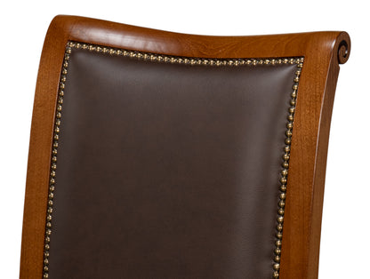 CAMILE LEATHER SIDE CHAIR, BROWN
