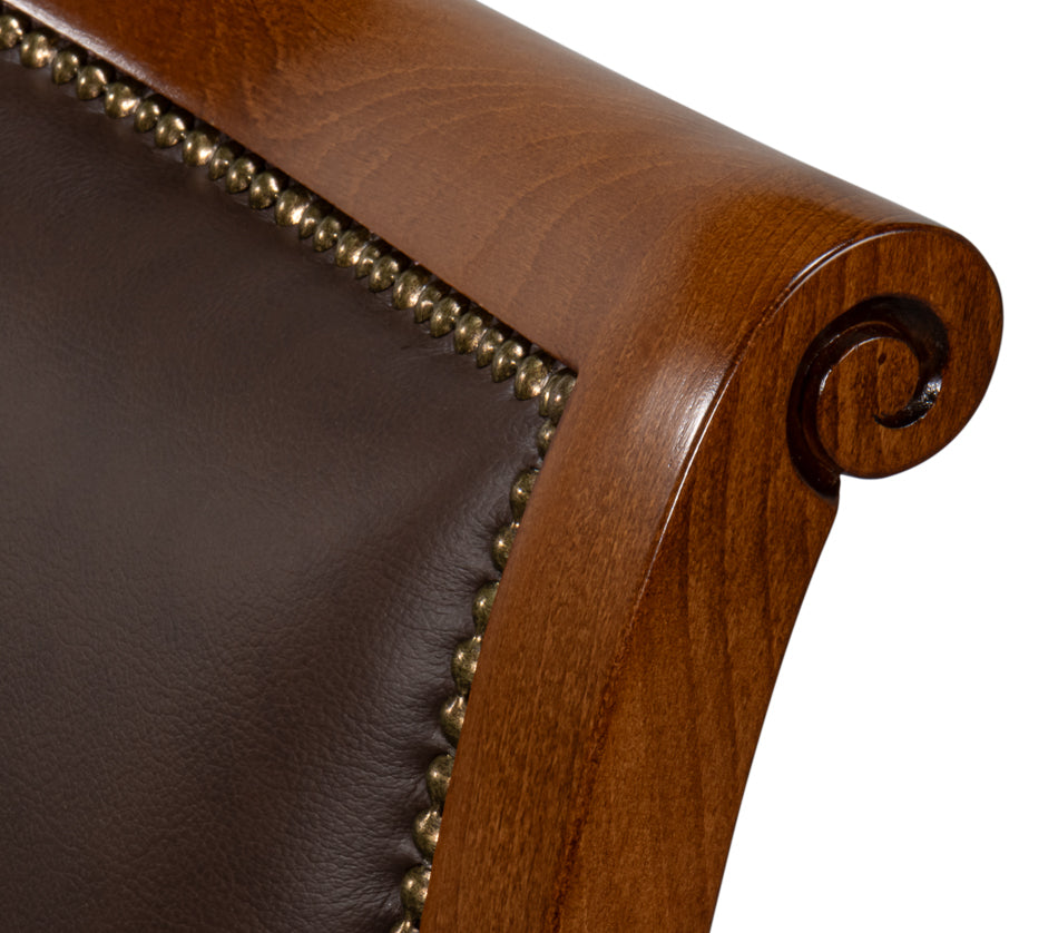 CAMILE LEATHER SIDE CHAIR, BROWN