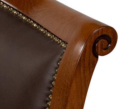 CAMILE LEATHER SIDE CHAIR, BROWN