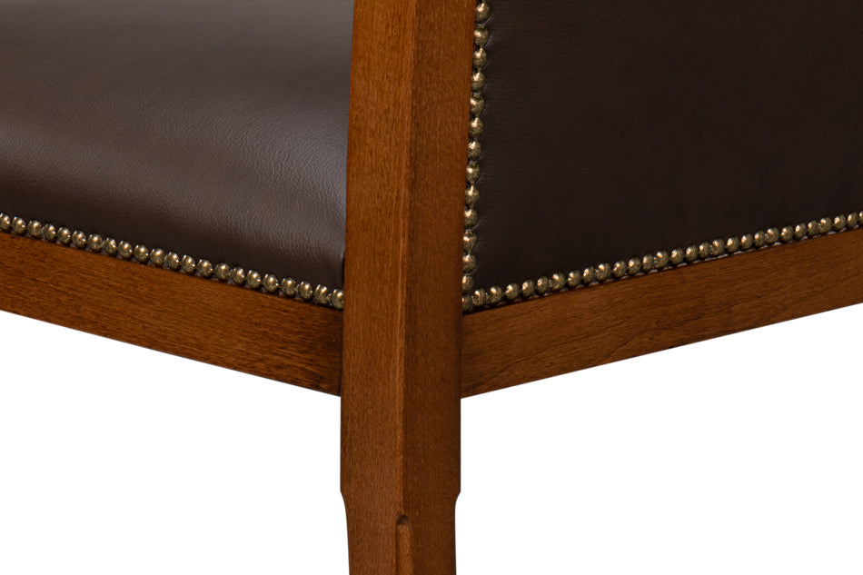CAMILE LEATHER SIDE CHAIR, BROWN
