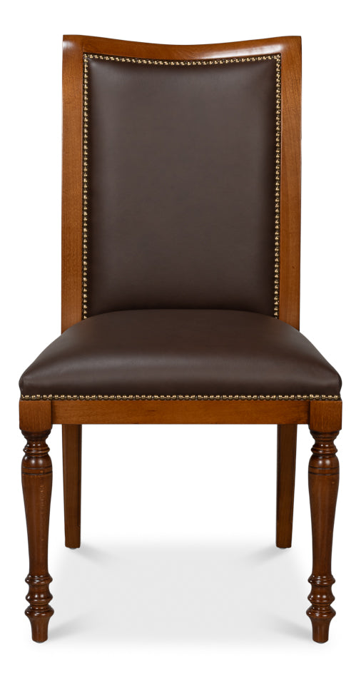 Camile Leather Side Chair, Brown