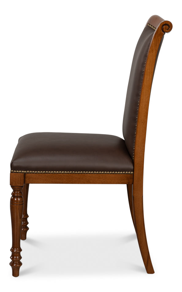 CAMILE LEATHER SIDE CHAIR, BROWN