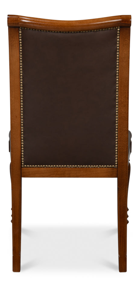 CAMILE LEATHER SIDE CHAIR, BROWN